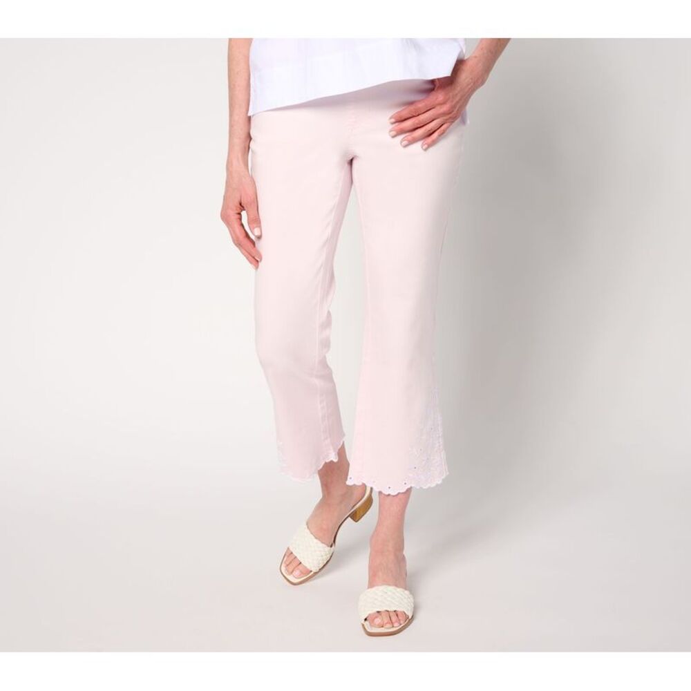 Gloria Vanderbilt Women's Pants Sz 14 Tall TripleLuxe Twill Eyelet Pink A686361